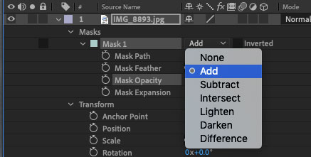 Masks and matte track in Adobe AfterEffects