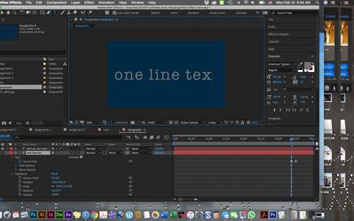 typewriter text animation in Adobe AfterEffect