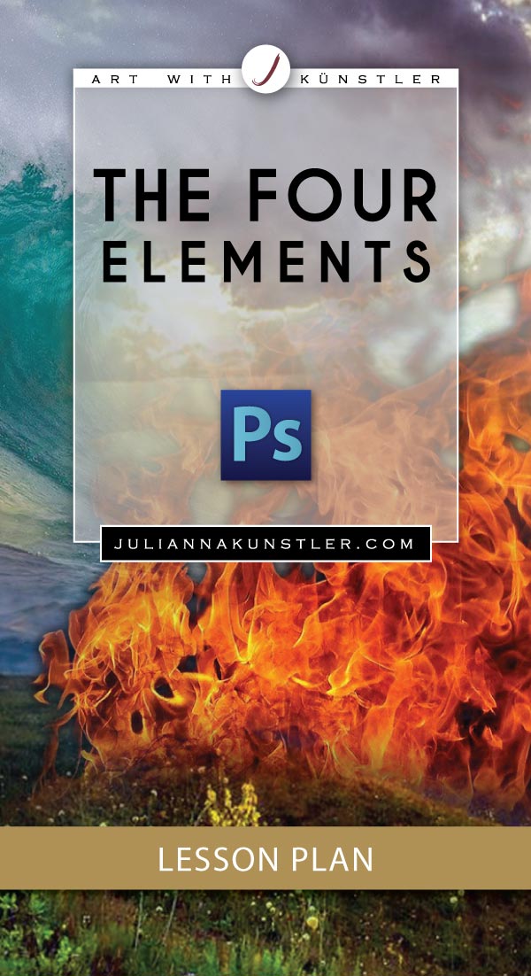 Photoshop assignment: The Four Elements. Merging and blending layers. Lesson plan.