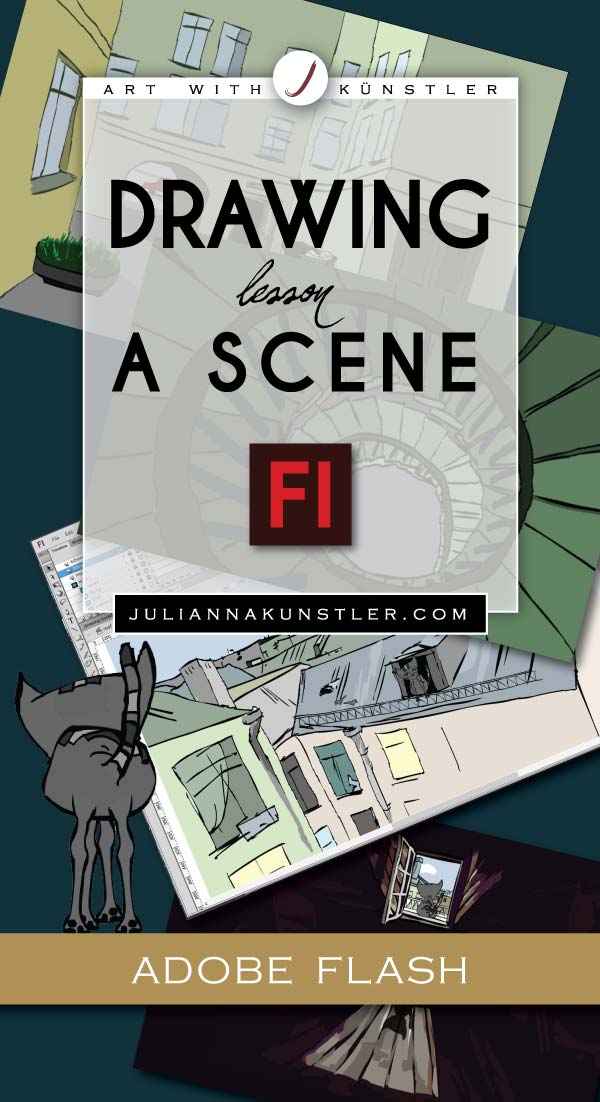 Drawing a scene in Adobe Flash. Basic drawing tools and layers. Lesson plan.