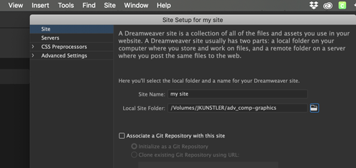 Adobe Dreamweaver: start a site