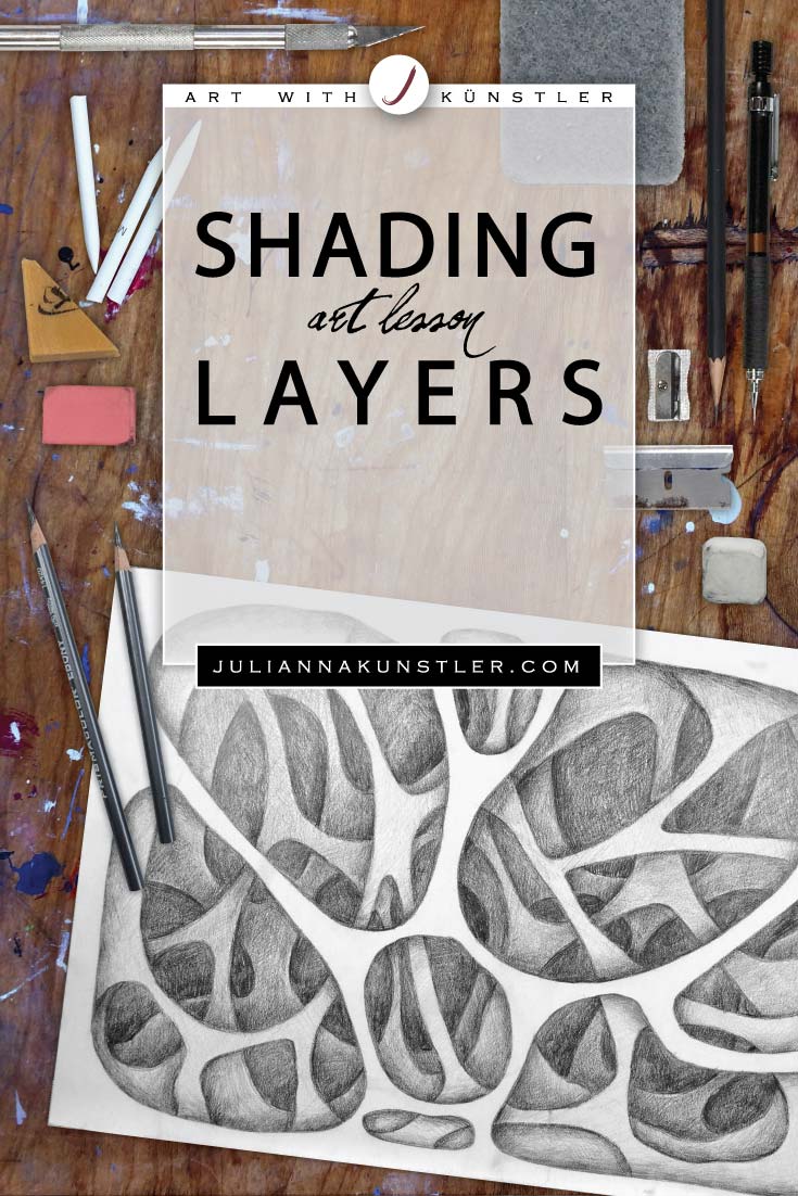 Shading layers. Illusion of depth. Art lesson.
