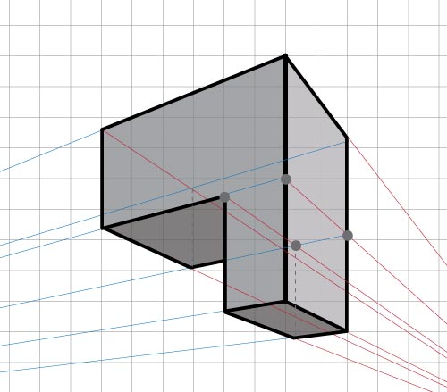 L shape in 2 point perspective