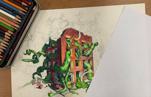 coloring creatures in a city