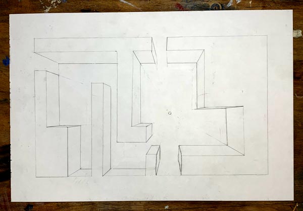 maze in 1 point perspective