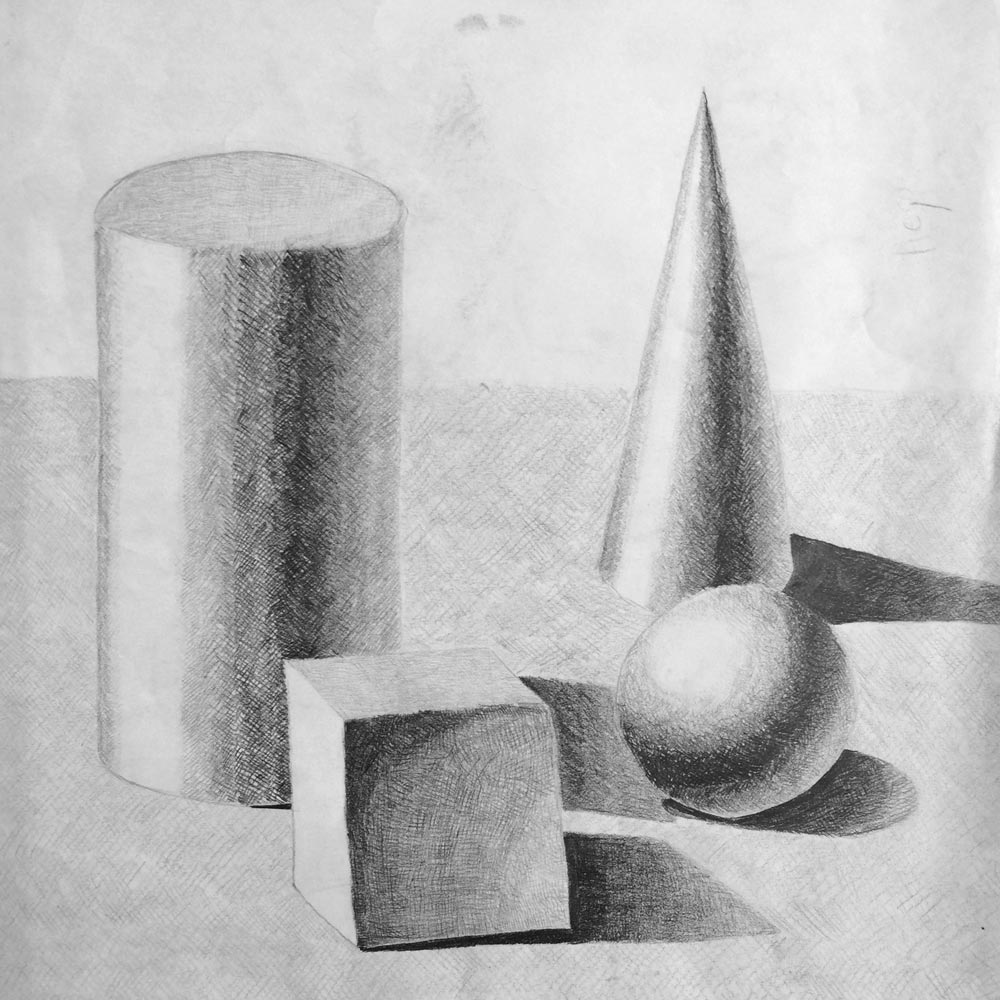 Basic Geometrical Still Life Observational Value Drawing