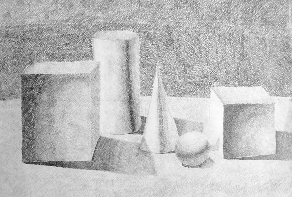 Basic Geometrical Still Life Observational Value Drawing