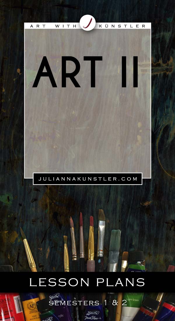 Art 2 course. Lesson plans, presentations, worksheets, handouts, and examples. Designed for high school students.