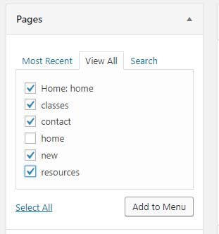 add pages to a menu