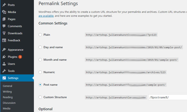 permalink settings