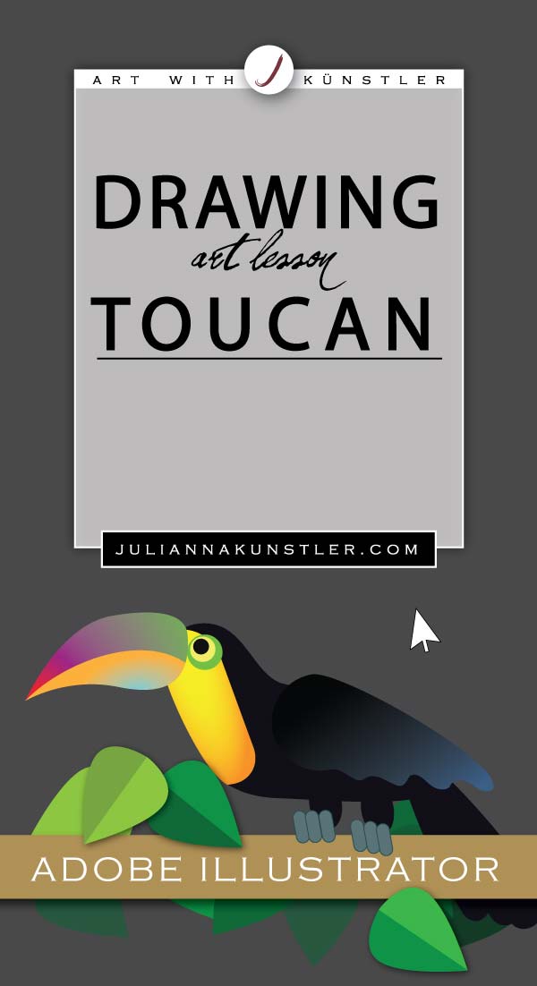 Vector toucan drawing. Adobe Illustrator assignment for beginners. Lesson plan.