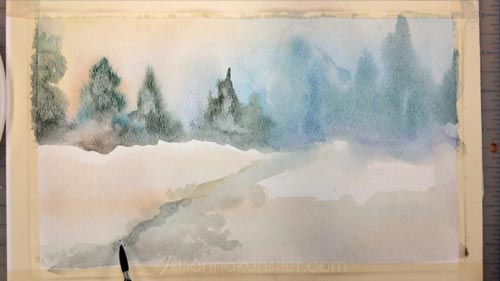 How To Paint A Watercolor Landscape In Just One Color - Doodlewash®