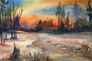 landscape in watercolor
