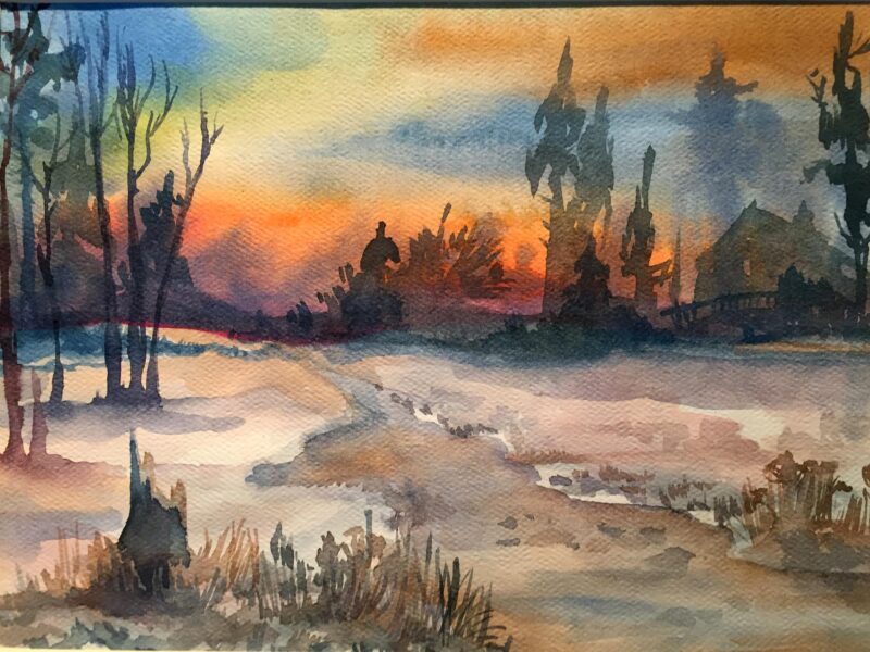 landscape in watercolor