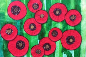 collage with poppies