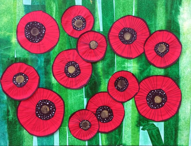 collage with poppies